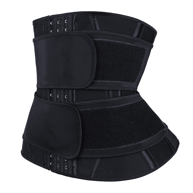 Black Latex Double Belts | Adjustable Double Strap Waist Cincher